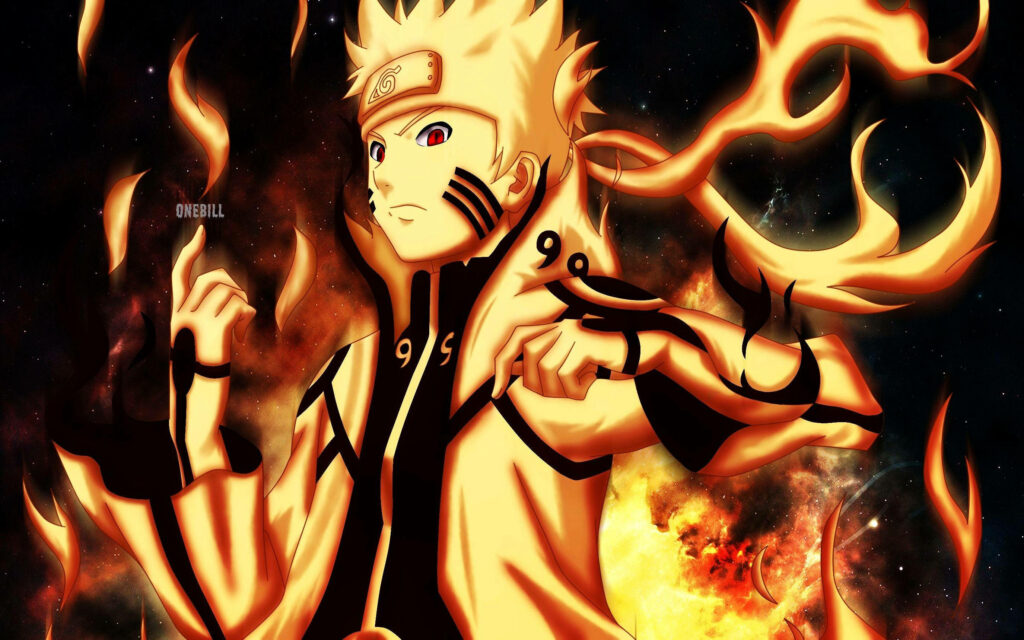 Blazing Naruto Unleashes Divine Power: Sage of Six Paths Ascendant in Fiery PC Backdrop Wallpaper