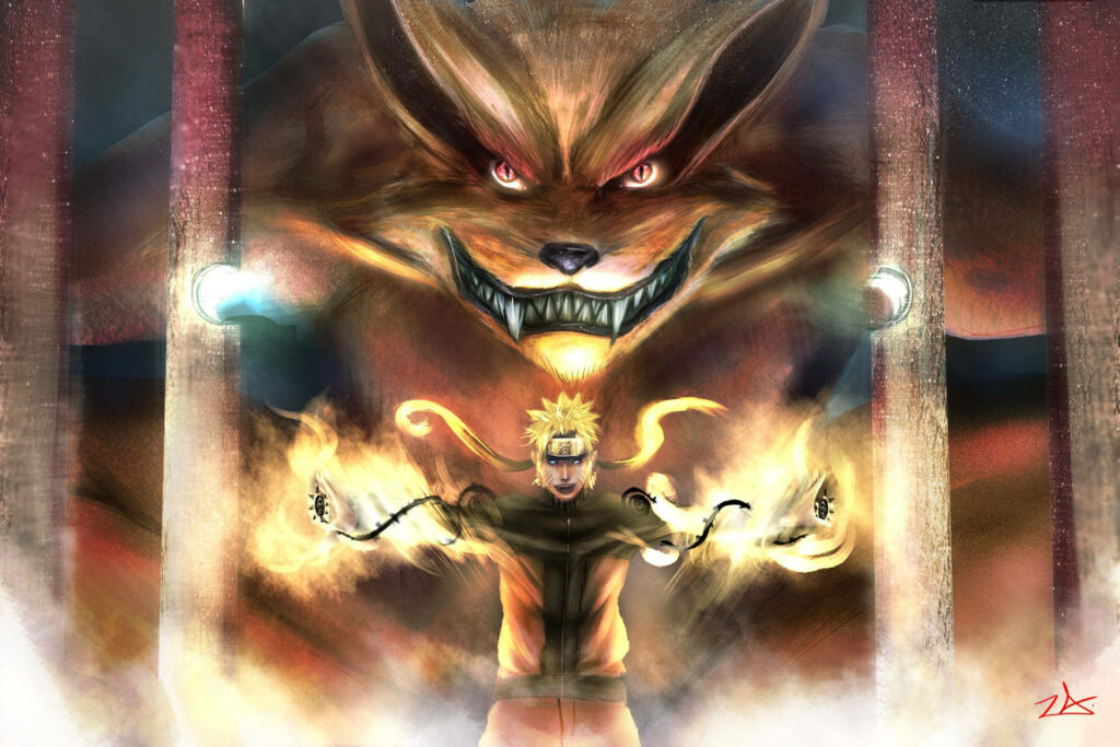 The Legendary Nine-Tails and Naruto's Ultimate Transformation – Majestic HD Wallpaper