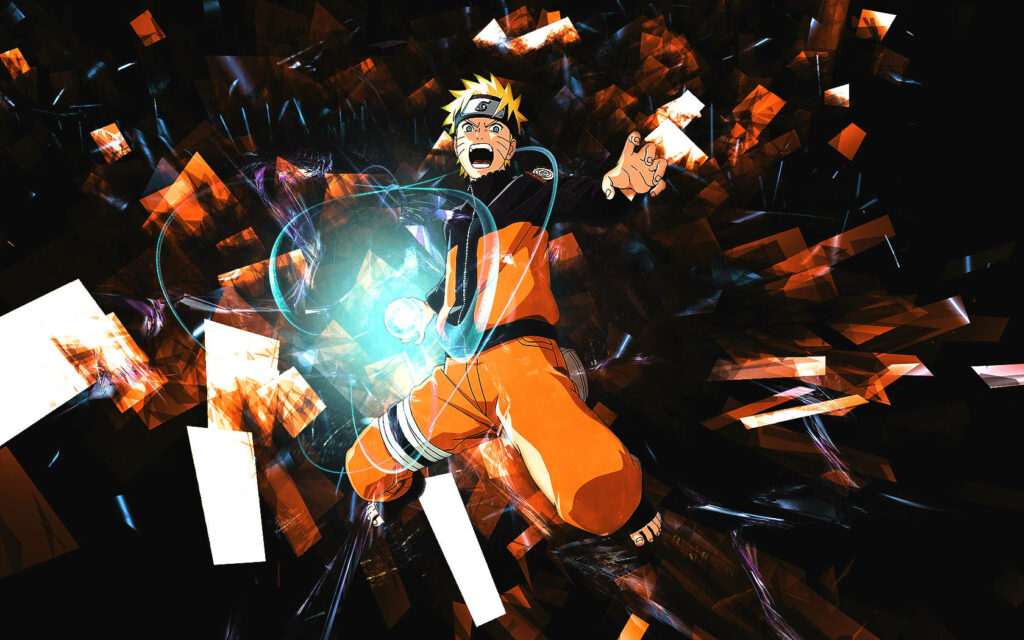 Rasengan Power Unleashed: A Dynamic Naruto Wallpaper in Black and Orange