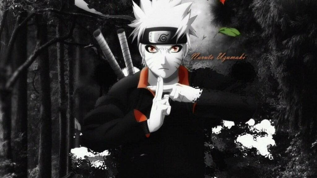 Naruto Uzumaki Unleashes Shadow Clone Technique in Enigmatic Dark Forest - Immersive 1080p HD Desktop Wallpaper