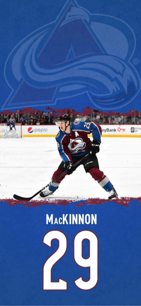 Nathan MacKinnon Wallpaper: Avalanche Star in Bold Blue Action