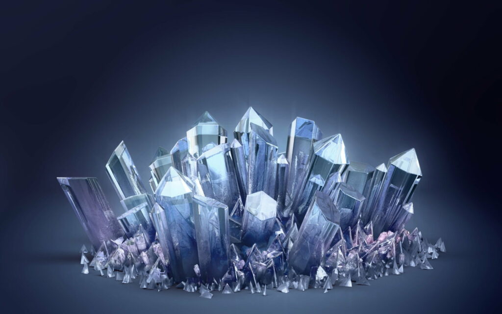 Nature's Digital Symphony: A Breathtaking HD Wallpaper featuring a Gradient Blue Crystal Wonderland