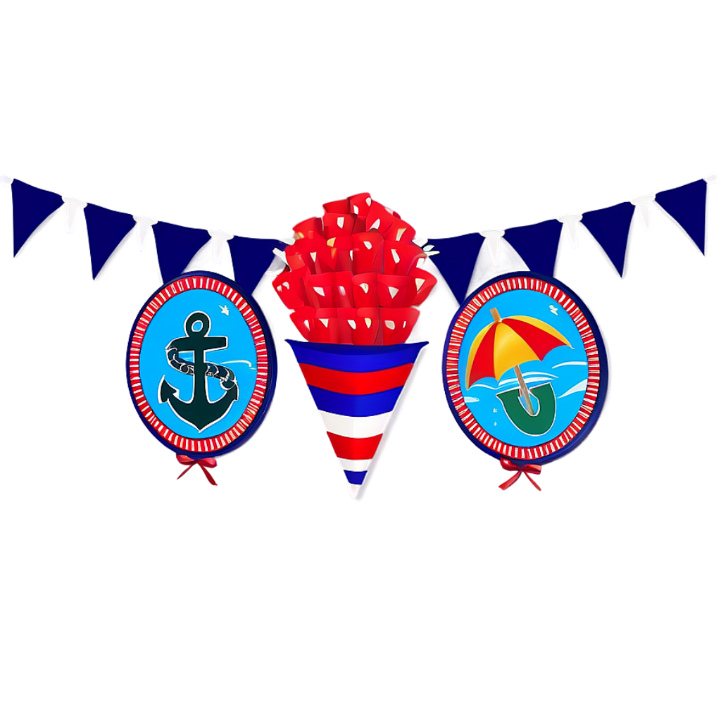 Vibrant Nautical-Themed Wallpaper with Anchors & Umbrellas