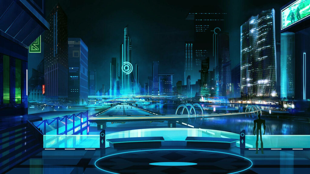 Neon Cityscape: Futuristic Cyberpunk Metropolis in High Definition Wallpaper