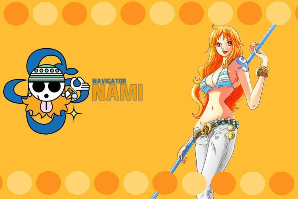 Vibrant Nami Fanart Wallpaper: Iconic Straw Hat Navigator Design