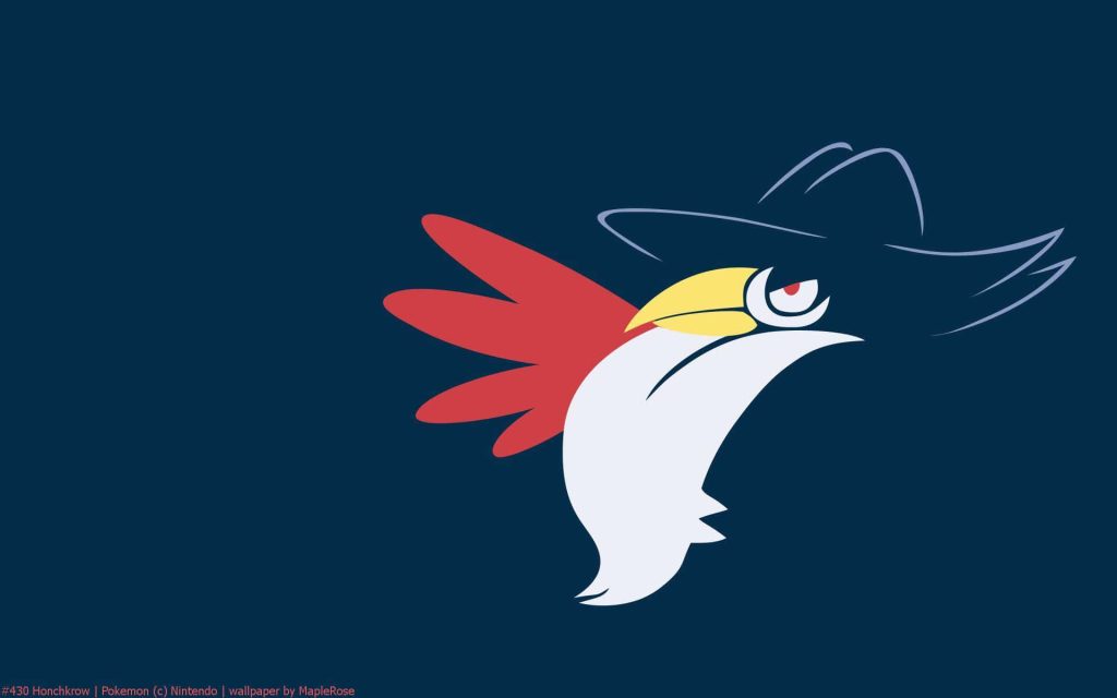 Minimalist navy blue Honchkrow wallpaper with sleek vector Big Boss Pokémon design background