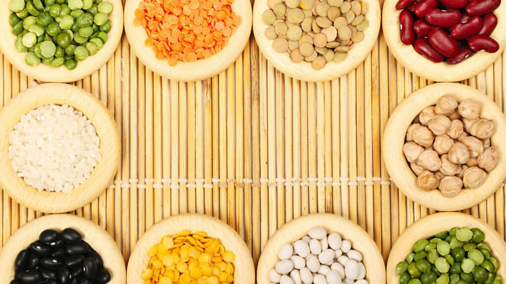Beautiful Cooking Ingredients Wallpaper: Lentils, Beans & Rice Display