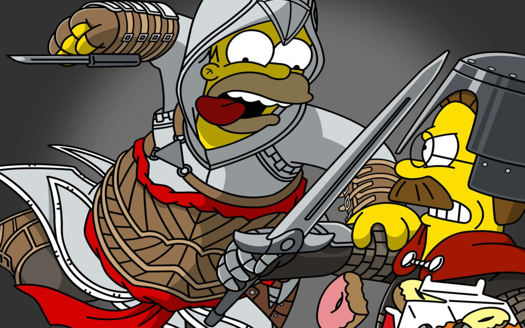 Ned Flanders Medieval Battle Wallpaper: Epic Clash in Armor