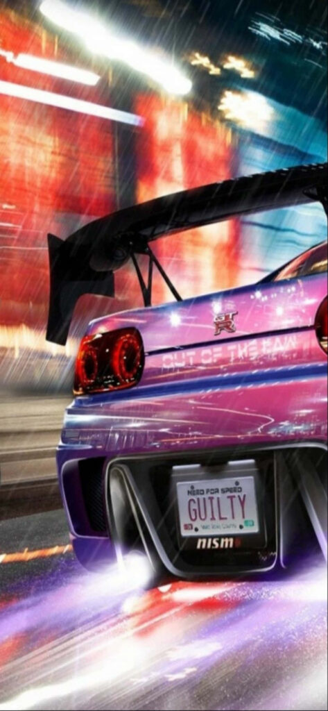 Nissan Skyline GT-R racing neon city streets high speed Need For Speed Heat wallpaper background
