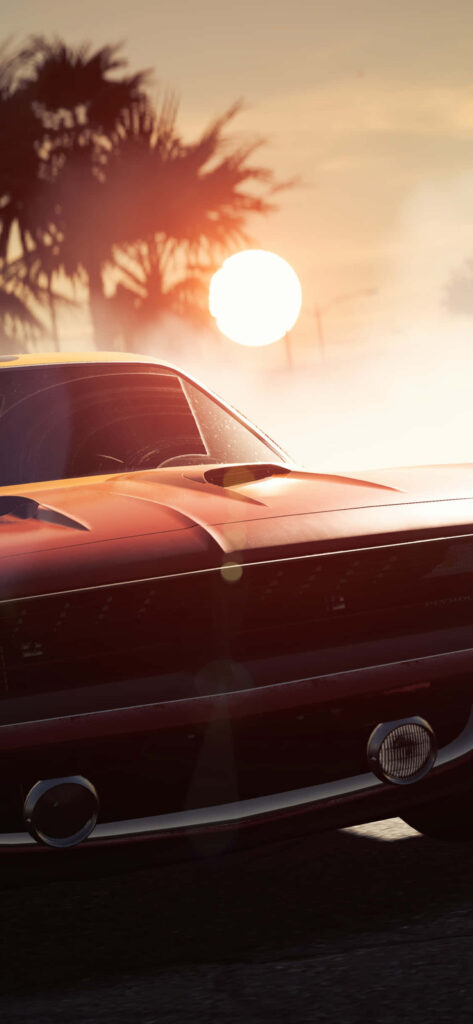 Copper Dodge Challenger under sunset with palm trees Need For Speed Payback wallpaper background