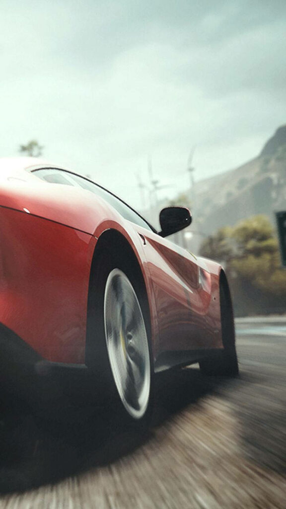 Revved Up: Red Car Tires in Need For Speed, iPhone Background Image Wallpaper