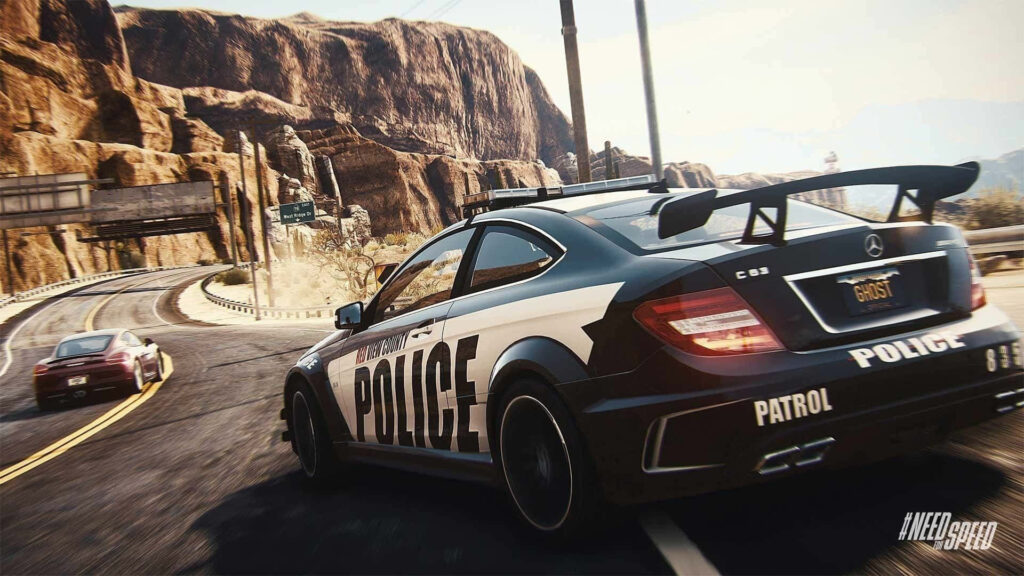 Intense Need for Speed Wallpaper: Police Chase on Mountain Road