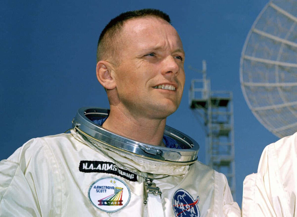 Neil Armstrong Wallpaper: Iconic Portrait in NASA Space Suit