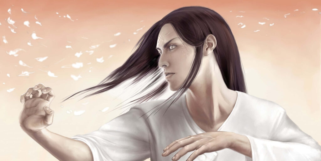Peachy Neji Hyuga: Embracing Serenity with Flowing Mane in a Realistic Portrait Wallpaper