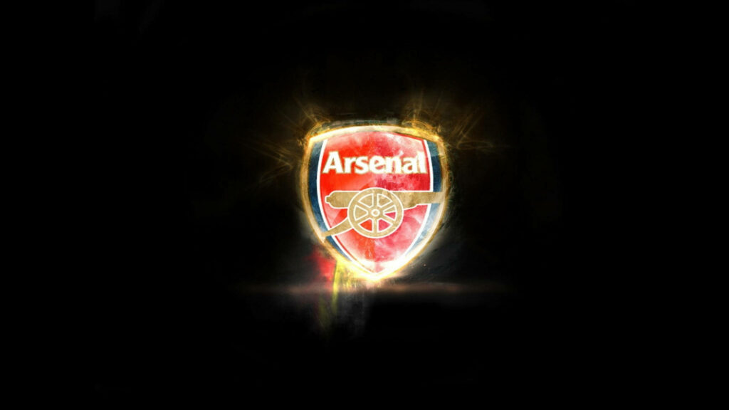 Glowing Arsenal: A Neon Art Wallpaper of the Iconic Football Club Emblem