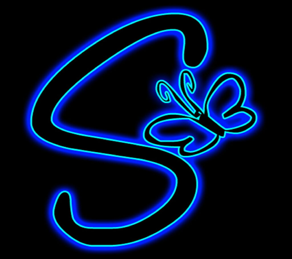 Neon Blue Serenity: HD Wallpaper of the Letter S in Alphabet