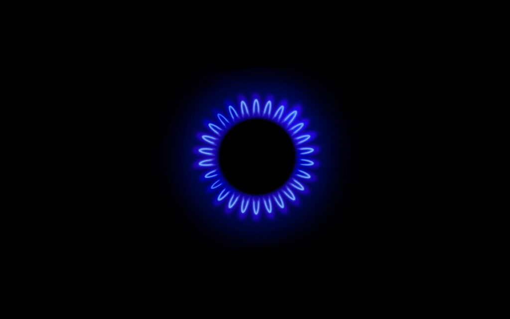 Ethereal Flames: Mesmerizing Neon Blue LED Fire in a Minimalistic Black Background Wallpaper