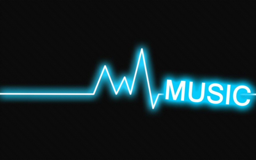 Neon Blue Heartbeat Wallpaper: Music and Life Connection