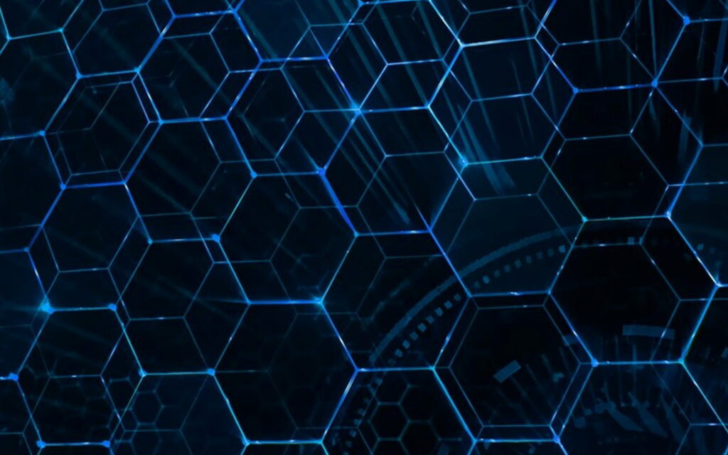 Futuristic Neon Hexagons Illuminate the Digital Frontier Wallpaper