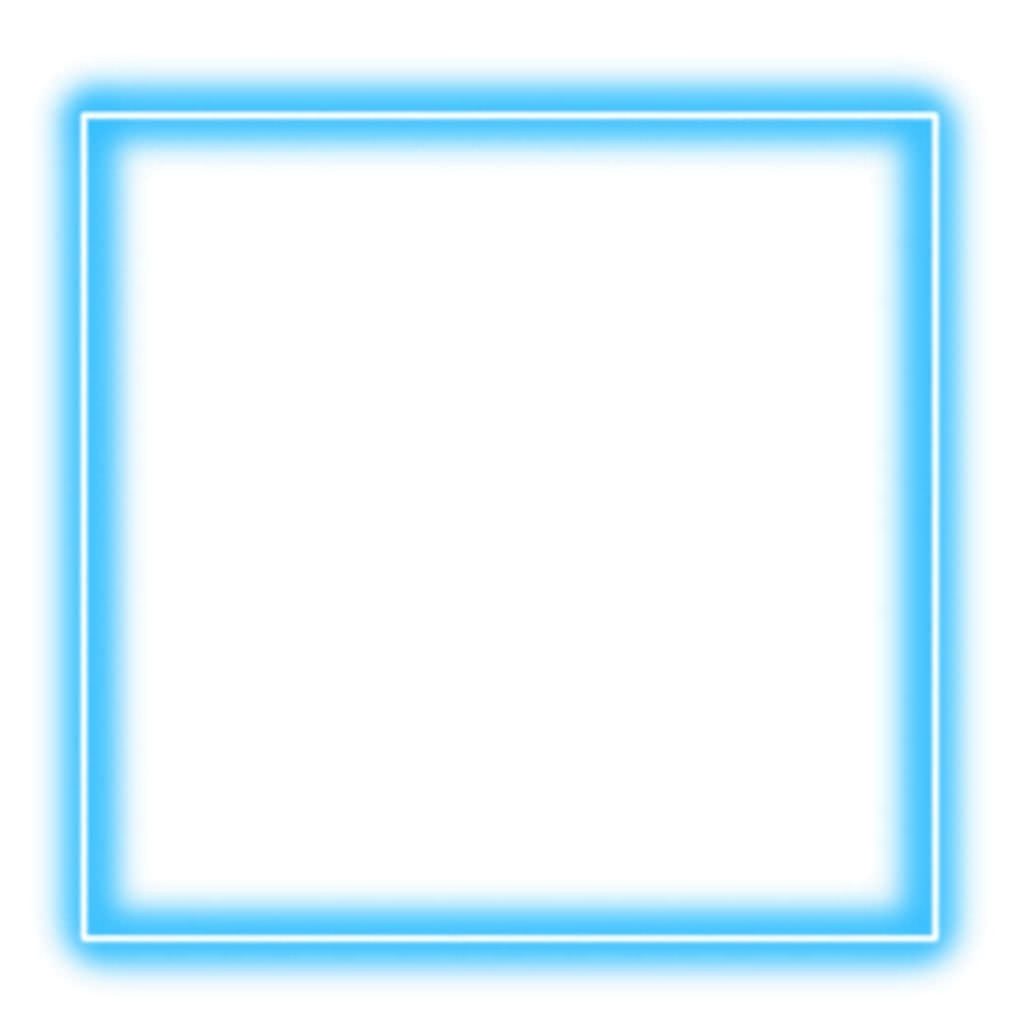 Minimalist neon blue square frame glowing on white background modern abstract wallpaper design