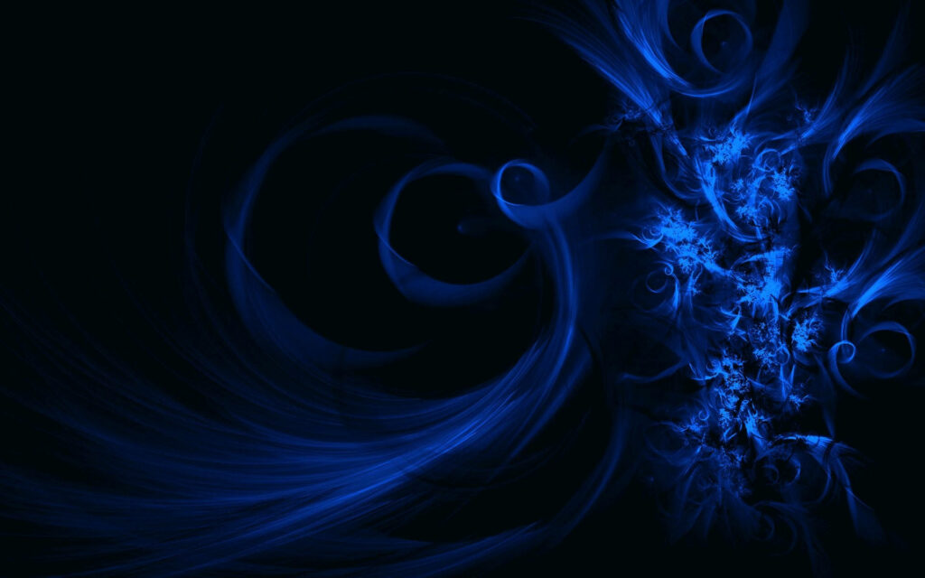 Mesmerizing Abyss: Captivating HD Background of Abstract Swirls Drenched in Neon Blue Glow on a Dark Navy Blue Canvas Wallpaper