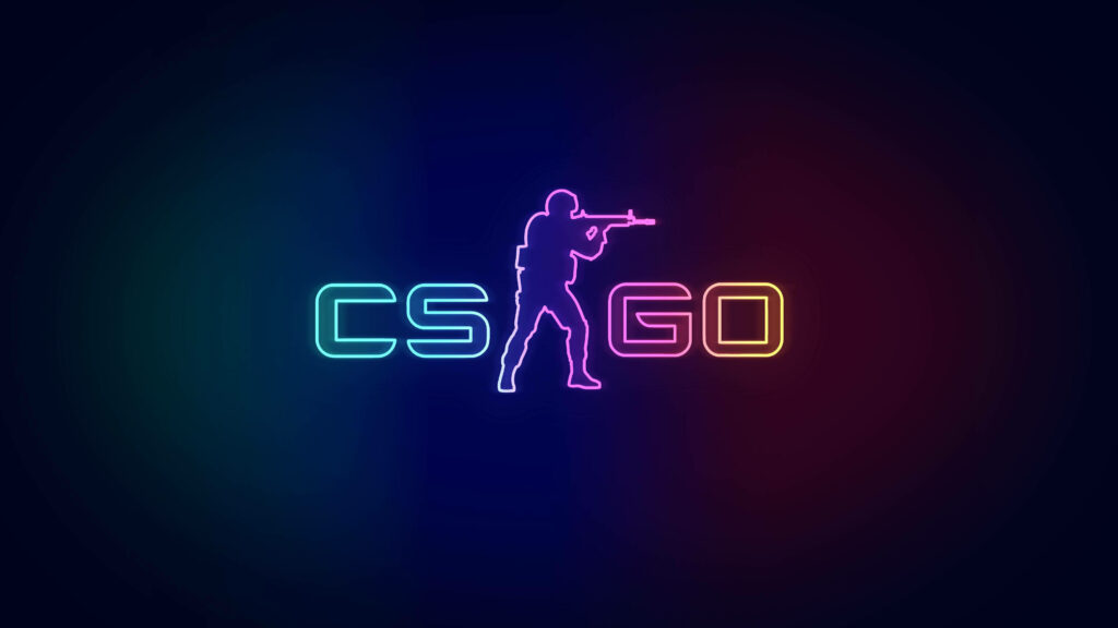 Neon Nightscape: CS GO Logo Wallpaper Glowing Against the Dark