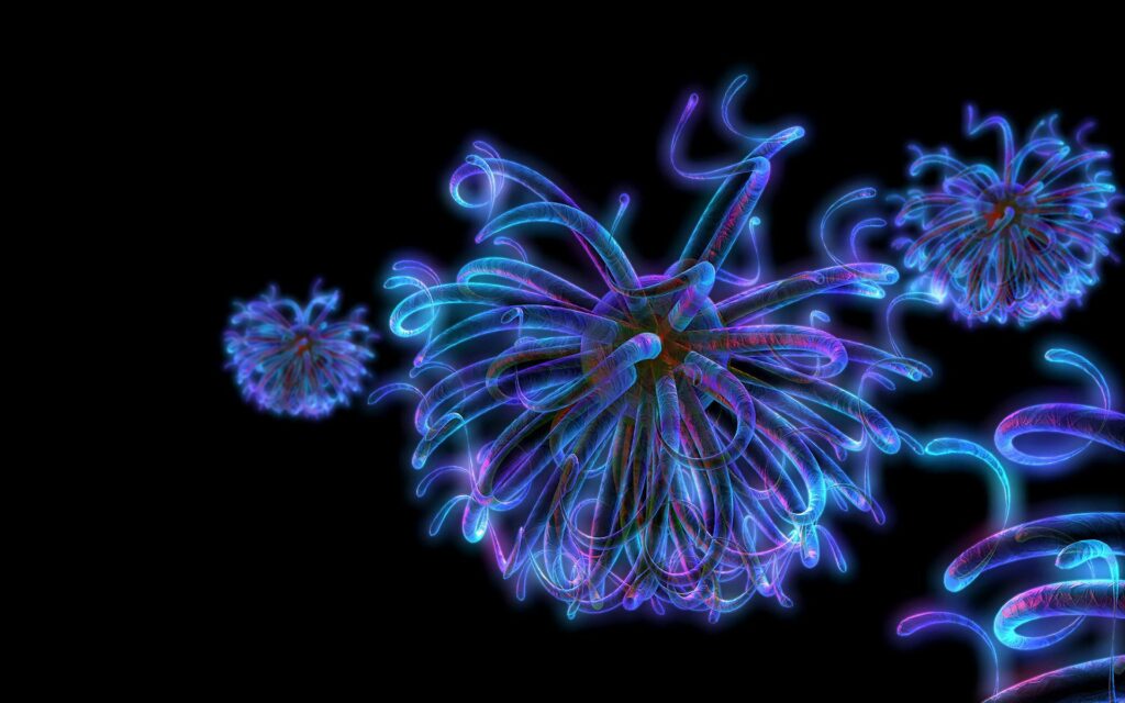 Neon-Circuit Wallpaper: Mesmerizing Glow on Black Background