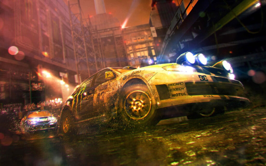 High speed neon city street racing cars at night intense underground adrenaline wallpaper background