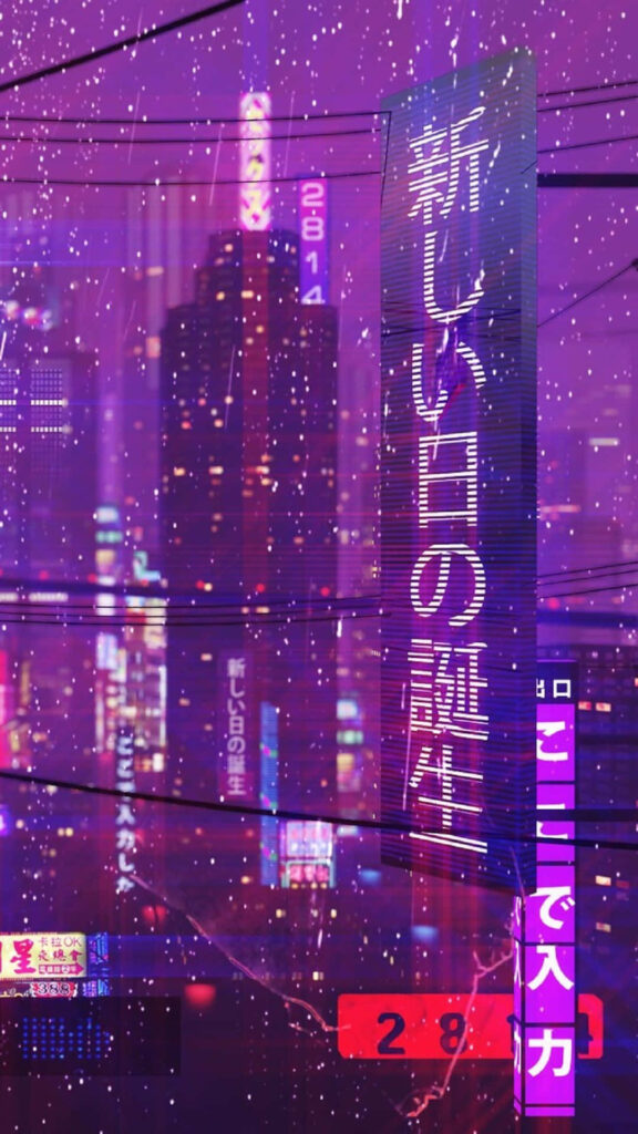 The Futuristic Cityscape: A Striking Neon-Purple Backdrop from the Thrilling World of Cyberpunk 2077 Wallpaper