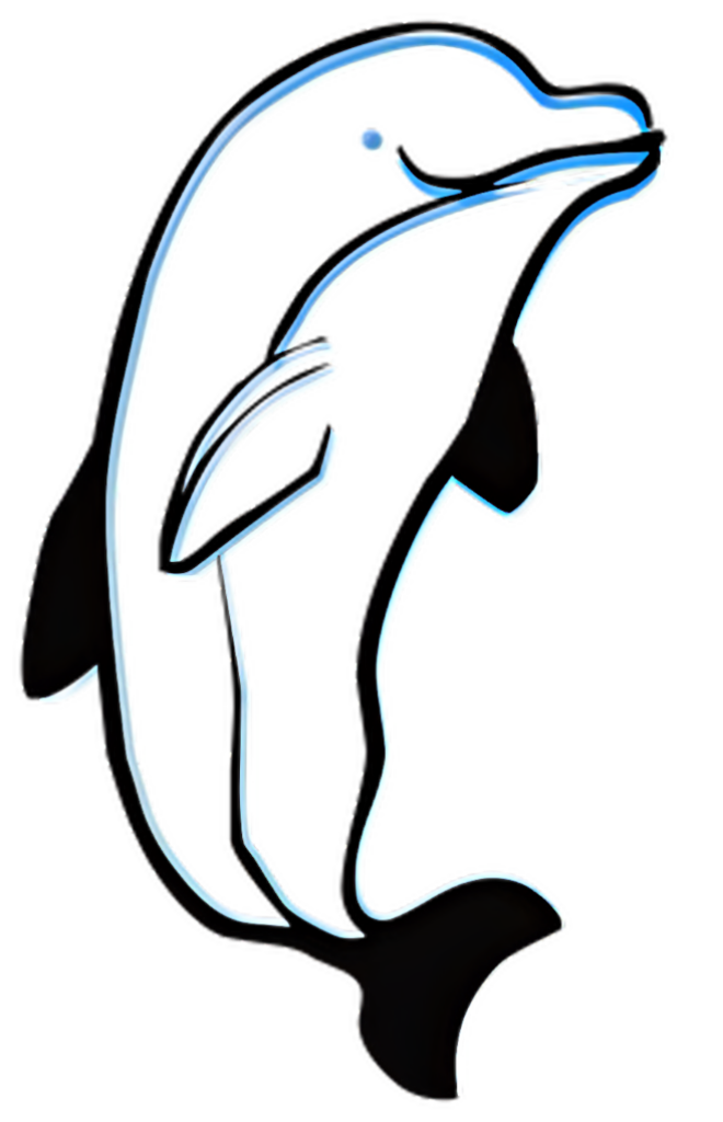 Neon Dolphin Wallpaper - Modern Oceanic Elegance on Transparent Background