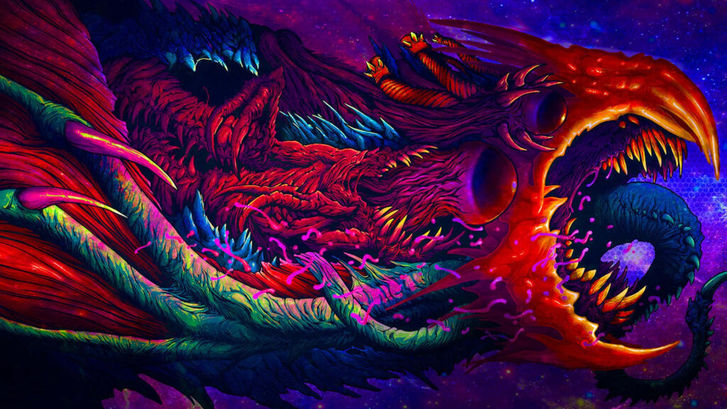 Vibrant Neon Dragon Wallpaper: Eye-Catching Cosmic Background