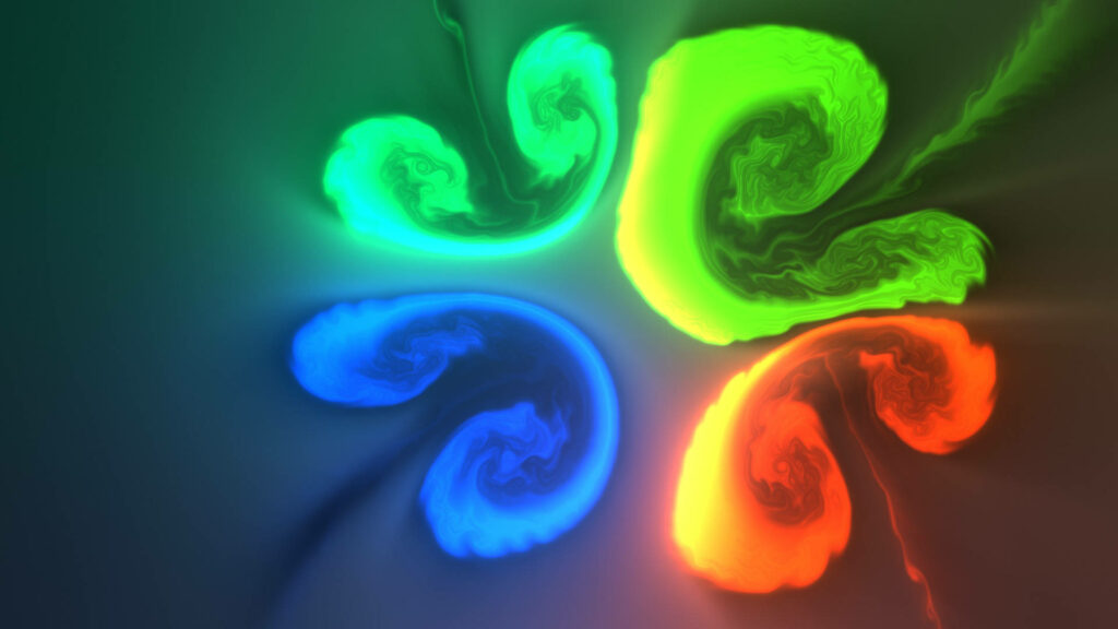 Glowing Neon Ink Dance: An Energetic and Immersive Group Background Wallpaper