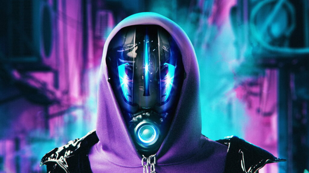 The Neon Robot: A Sci-Fi Artistic Masterpiece in Digital Realm Wallpaper