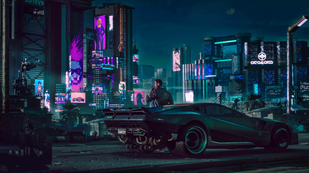 Embark on an Electrifying Journey in Cyberpunk 2077's Neon-Fueled Night City Wallpaper