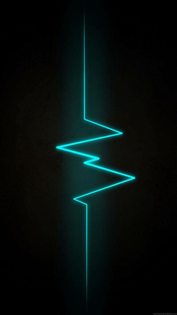 Minimalist neon cyan ECG heartbeat waveform on black background perfect for AMOLED screens Wallpaper