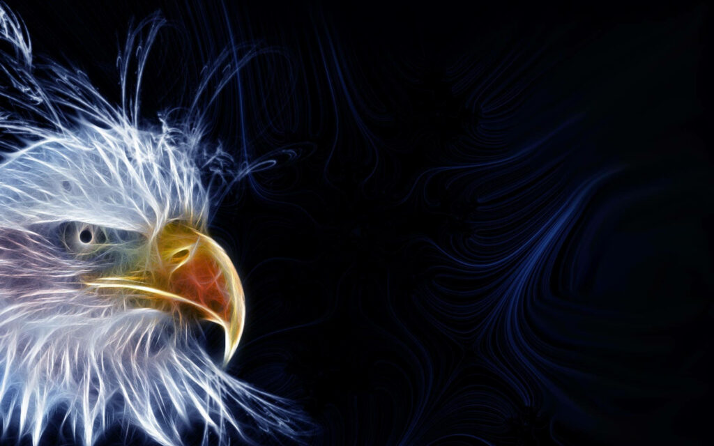 Stunning Neon Eagle Sketch Wallpaper on Dark Abstract Background