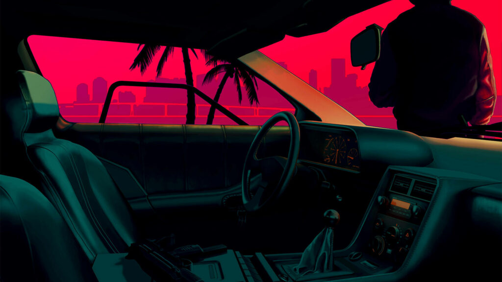 Neon Adventure: Embark on a Retro-cool Journey through Vibrant Colors and Timeless Design Wallpaper