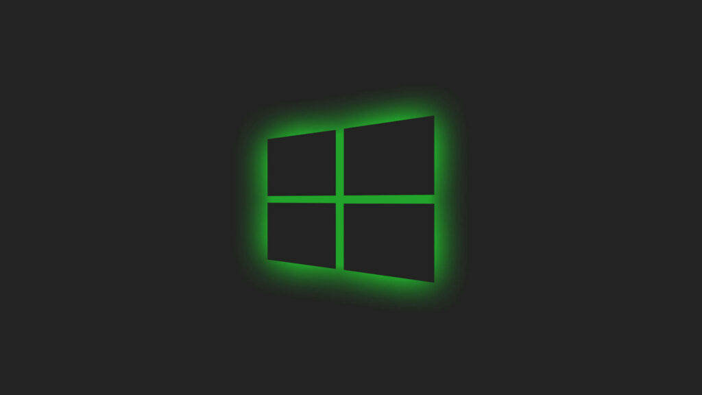 Dramatic Neon Glow: Captivating Black Windows 10 HD Logo on a Dark Background Wallpaper