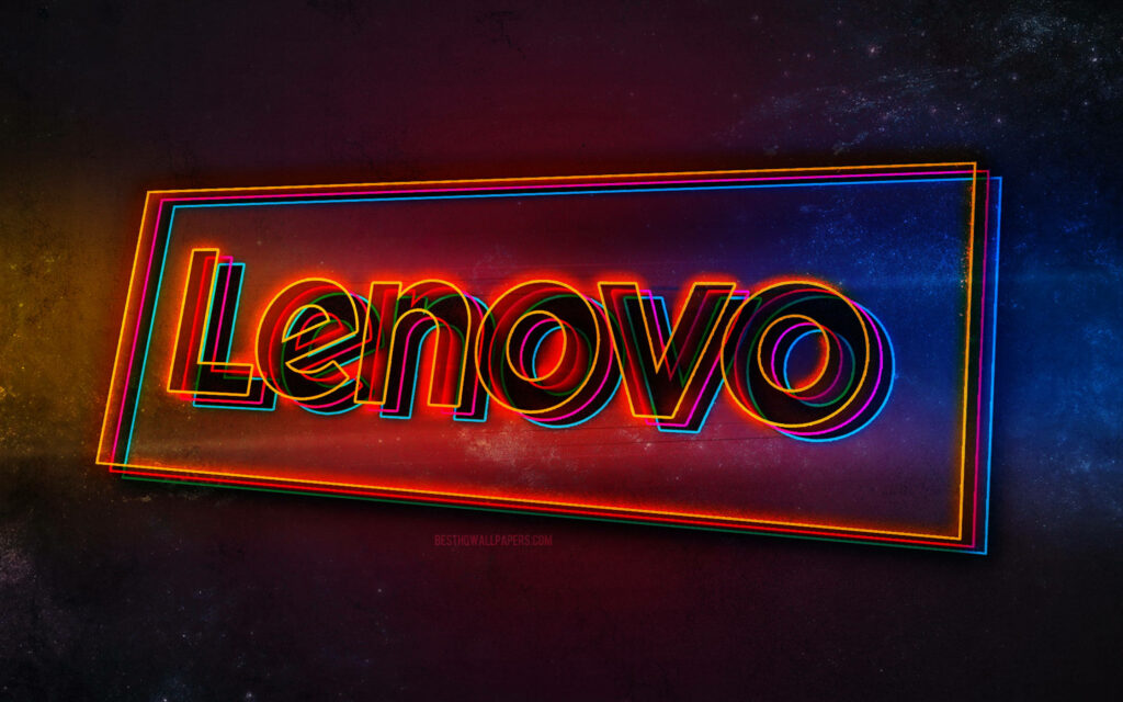 Glaring Red Neon Sign - Lenovo Official Wallpaper Against Colorful Abstract Background