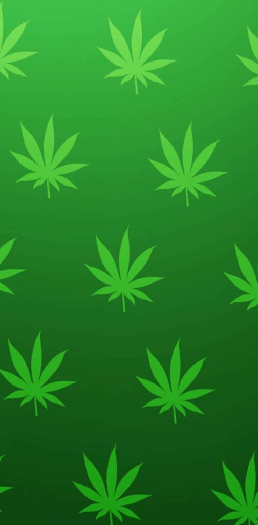 Neon Green Cannabis Leaf Wallpaper on Gradient Background