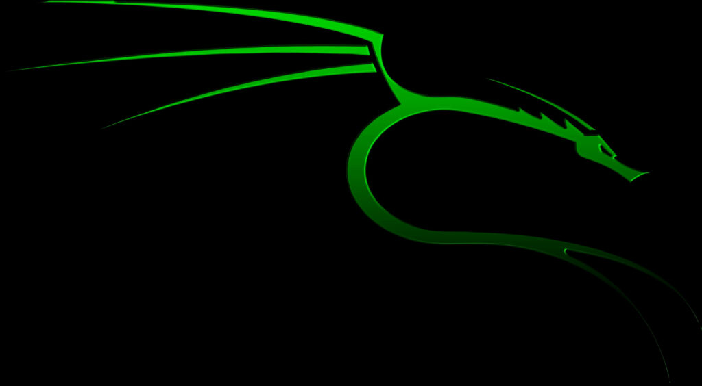 Neon Green Dragon: An Edgy and Sophisticated Kali Linux Emblem on a Noir Canvas Wallpaper