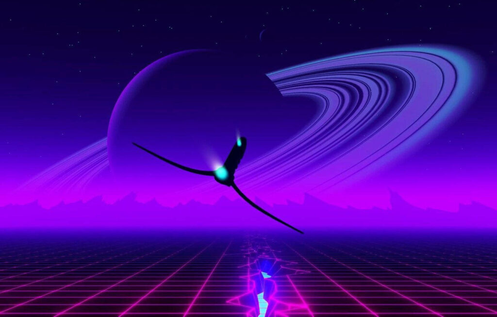 Space Odyssey: Exploring an 80's Synthwave Realm Wallpaper