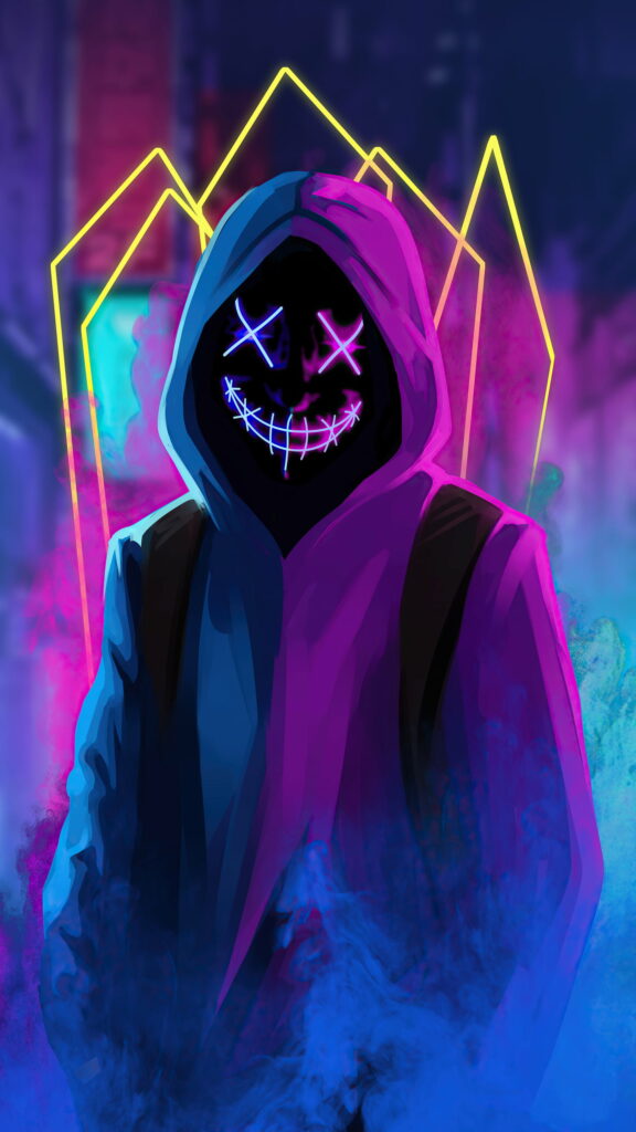 Neon Guy Unmasked: A Cool HD Phone Wallpaper