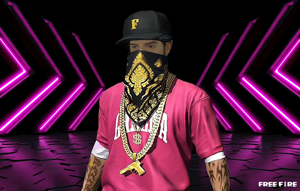 The Enigmatic Male Hero of Free Fire's Hip Hop Bundle: A Vibrant Journey Through Neon Lights Wallpaper