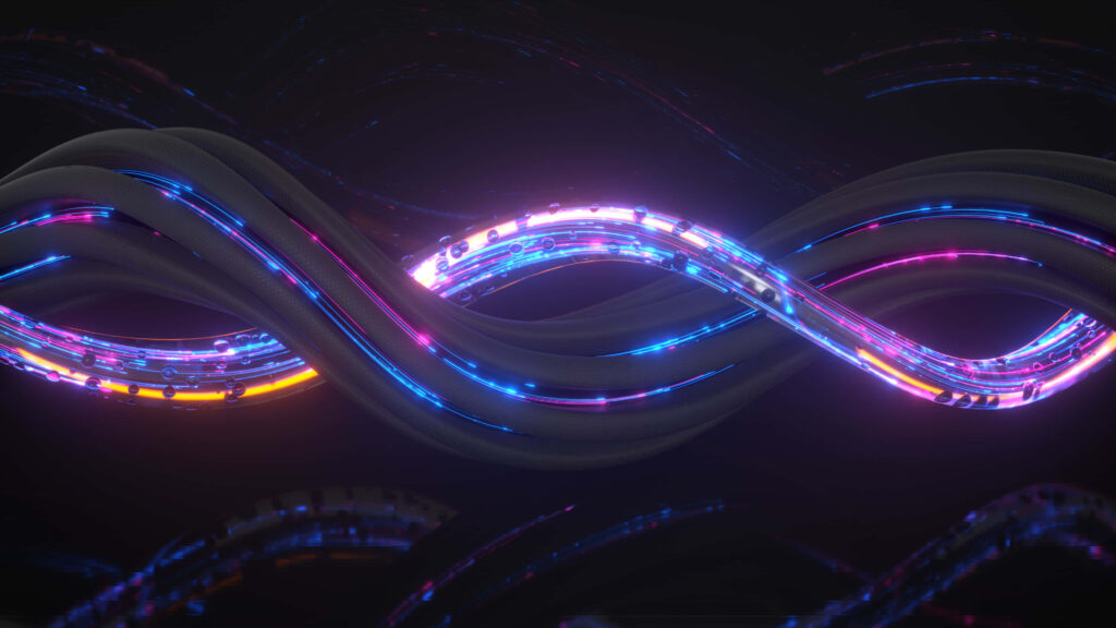 Captivating Abstract Neon Infinity Loops Wallpaper on Dark Background