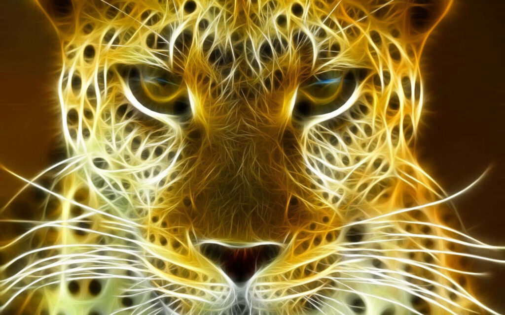 Neon Leopard Close-Up Wallpaper: Surreal 3D Glow Patterns