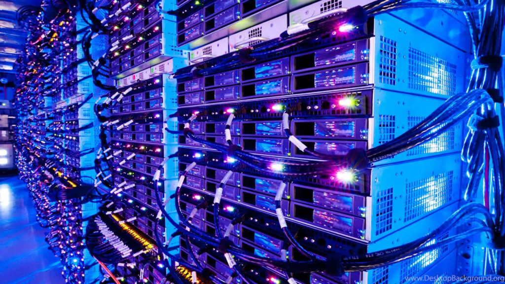 Neon Glow: Up Close with Microsoft Database Servers as Wallpaper