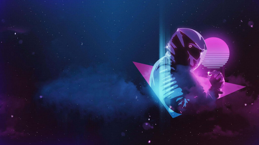 Neon-Painted Astronaut-Space Retrowave Background Wallpaper