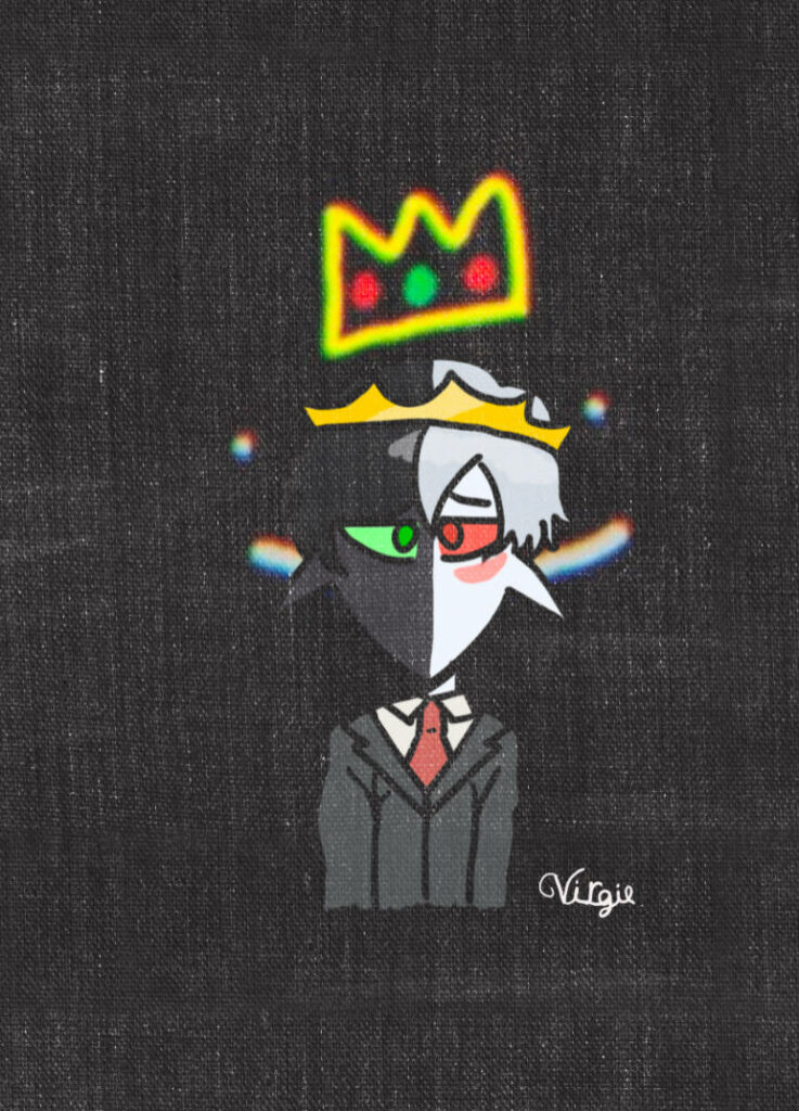 The Neon King: Ranboo's Majestic Presence Shining Against Midnight Abyss Wallpaper