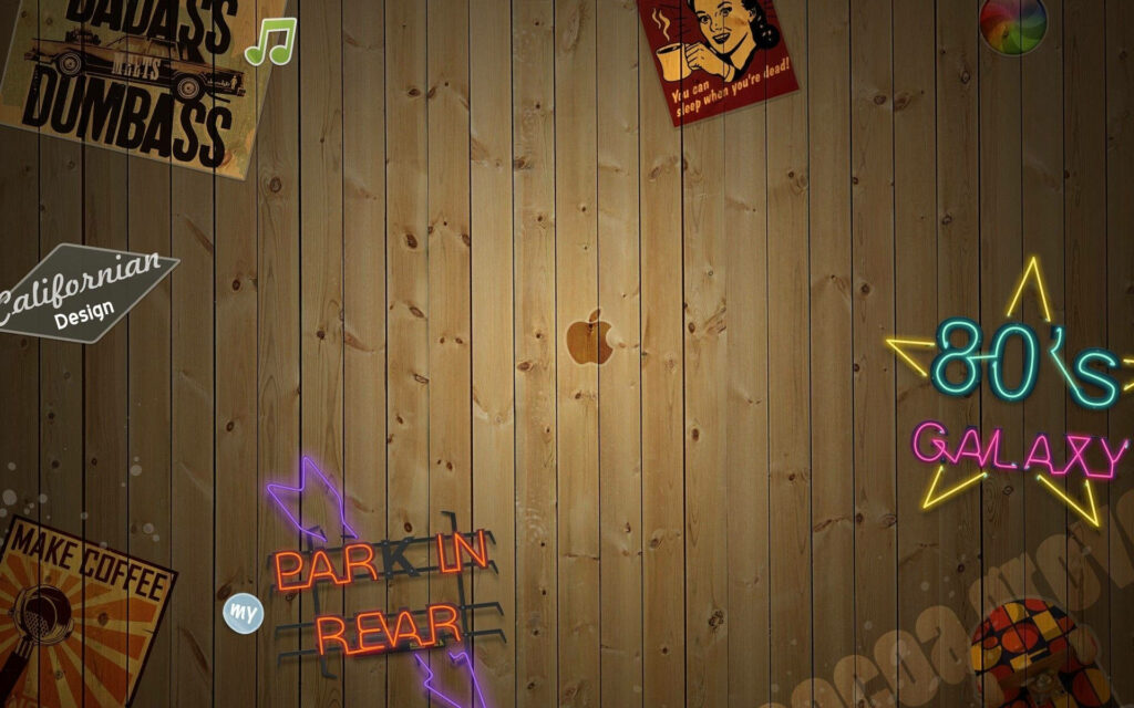 Nostalgic Woodland Delight: 80s Neon Lights Grace Retro Wallpaper